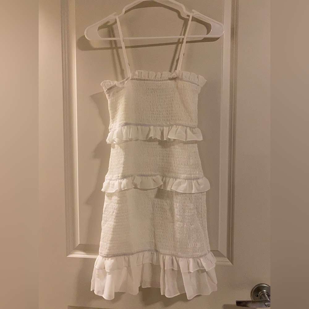 White ruffle mini dress